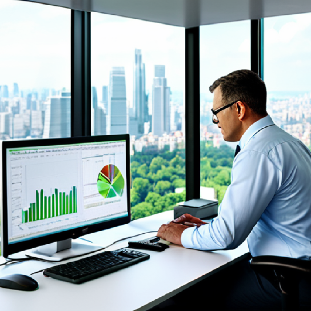 환경관리사와 산업안전기사의 차이 - "A professional environmental manager in appropriate work attire, analyzing data at a computer in a ...