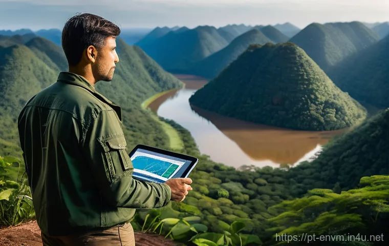 환경관리사 실무에서 업무 효율을 높이는 법 - **Digital Environmental Management Office:**
    "A serene and confident Brazilian environmental man...