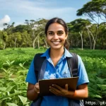 Home 21 환경관리사 자격증으로 NGO 활동 참여 - A professional environmental NGO worker standing confidently in an urban park setting in Brazil, wea...