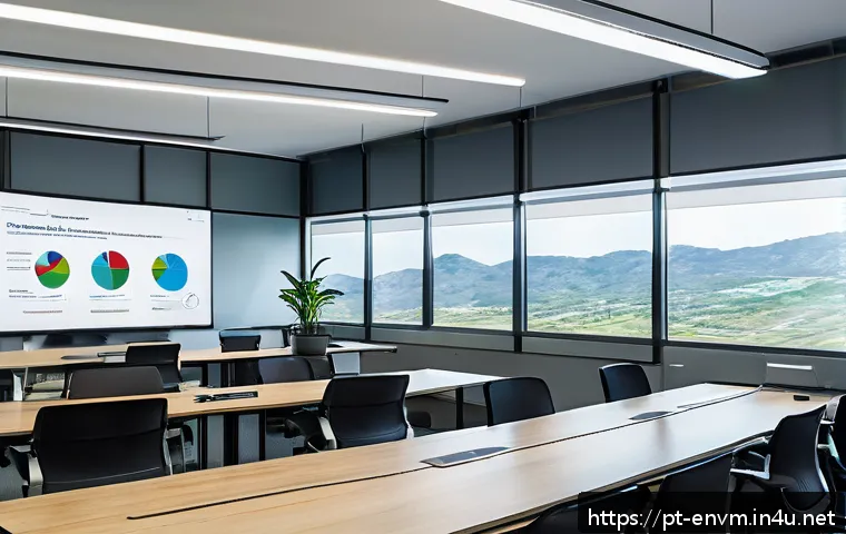 환경관리사 업무에서 필요한 보고서 작성법 - A detailed, professional environmental report scene featuring a modern office desk with multiple dig...